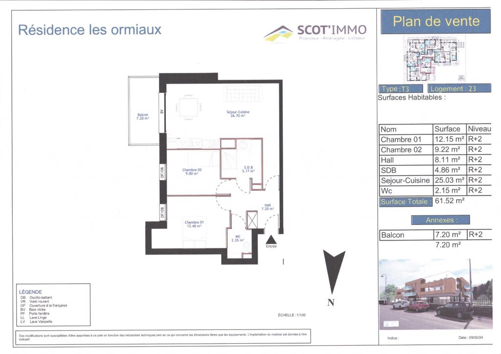 Achat appartement à vendre 3 pièces 61 m² - Rang-du-Fliers