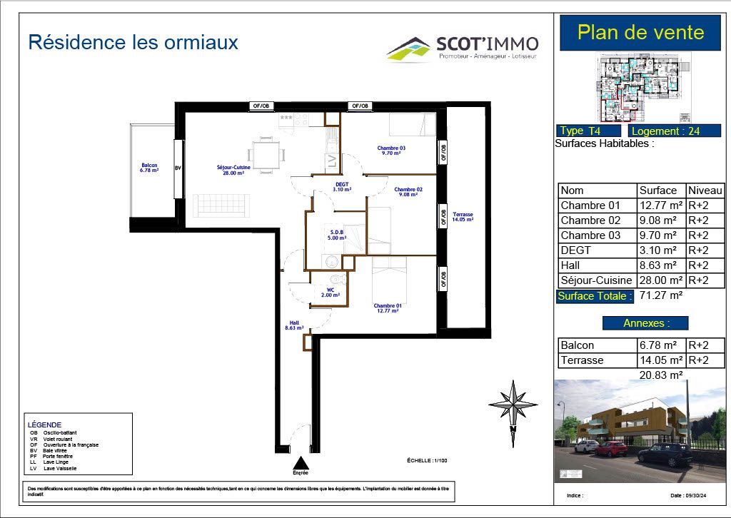 Achat appartement à vendre 4 pièces 71 m² - Rang-du-Fliers